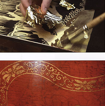 Finition et décor du mobilier de Panorias et Huyghe, exempel de craquelé