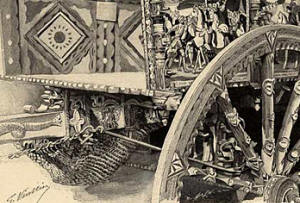 le filet à l'arrière de la charrette sicilienne, dessin de gaston vuiller