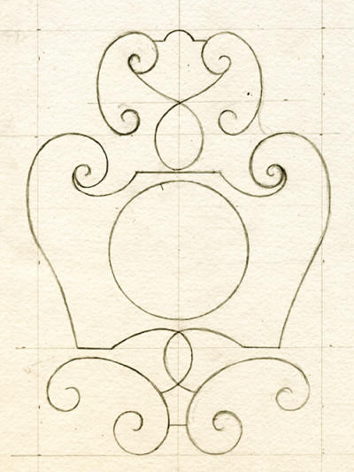 dessin inspiré d'un motif de ferronnerie du XVIIe siècle