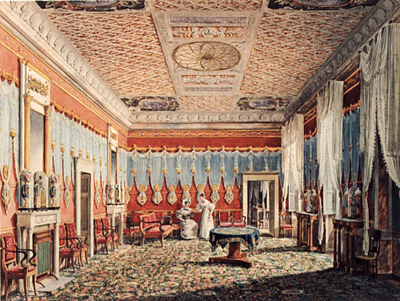 papier peint au salon de la Villa Christine à Nice